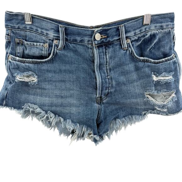 Free People We The Free Cut-Off Style High Rise Denim Jean Shorts Size 28 - Picture 2 of 11